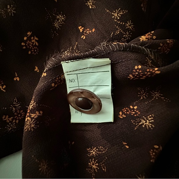 Vintage Women's Brown Floral Blouse 3/4 Sleeve Peter Pan Collar - Picture 12 of 12
